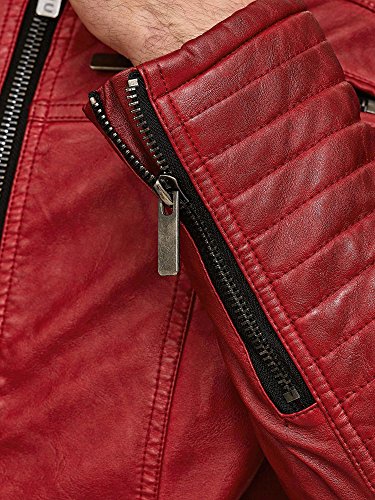 Red Bridge Hombres Chaqueta Cuero Sintético Transición Acanalada Moda Casuales Algodón Jacket