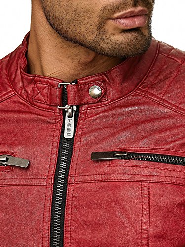 Red Bridge Hombres Chaqueta Cuero Sintético Transición Acanalada Moda Casuales Algodón Jacket