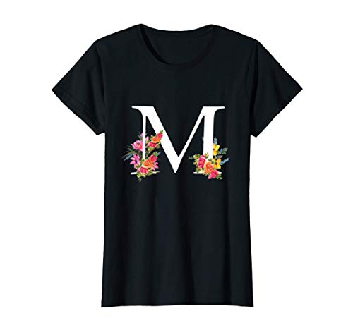 Regalo De Letras Del Abecedario Floral - Nombre Con M Flor Camiseta