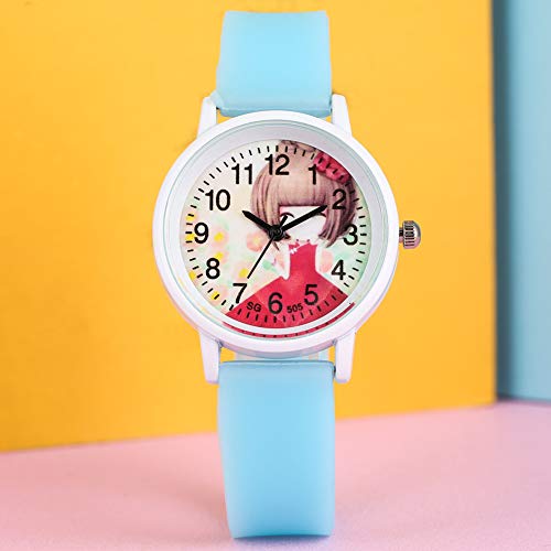 Reloj de Cuarzo para niños con diseño de Caramelo, Exquisito y Encantador Reloj de Pulsera de Cuarzo para niños, Correa de Silicona Azul clásica para niños