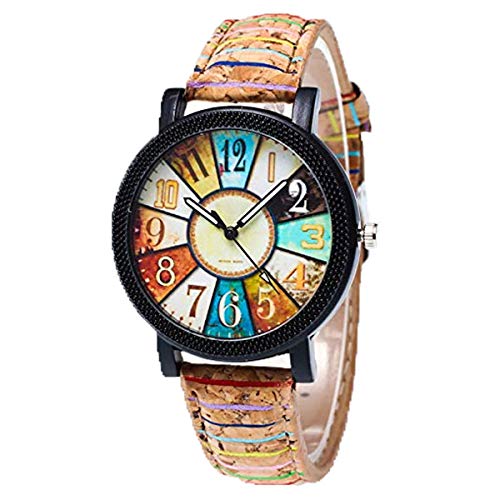 Relojes Pulsera Mujer,KanLin1986 Harajuku graffiti patrón de cuero cinturón análogo cuarzo relojes Para Mujeres