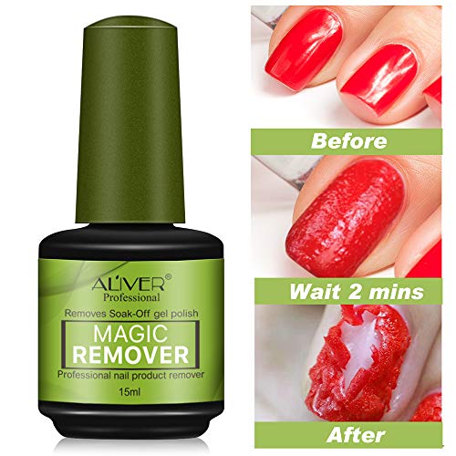 Removedor mágico de esmalte de uñas de gel UV para remover uñas acrílicas, 15 ml, 2 unidades