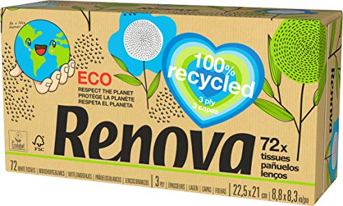 Renova Pañuelos Faciales 100% Recycled - Cajita de 72 pañuelos