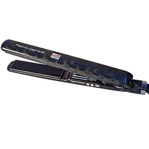 Retro Upgrade Plancha de pelo profesional PLUS Keratin Power 114CKER, color gris/negro - Placas de Cerámica Turmalina IÓNICA con calor INFRARROJO - Keratina - Made Italy