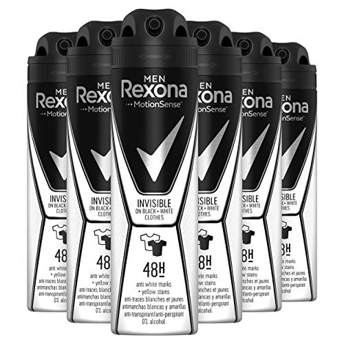 Rexona Men - Desodorante en spray invisible On Black + White Clothes antitranspirante, 150 ml