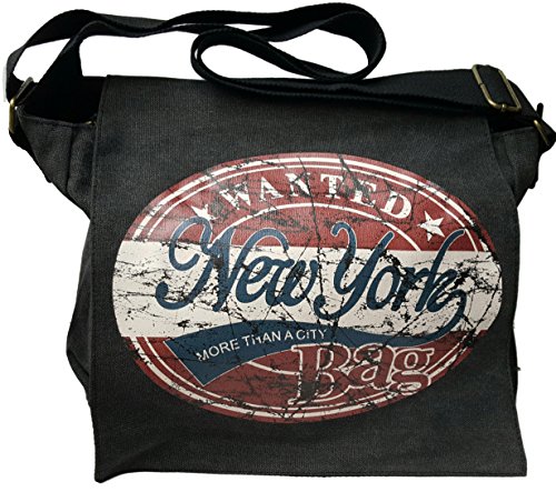 Robin Ruth Canvas Bandolera. hombro bolsillos New York Estados Unidos Colección Selección Gris New York Wanted