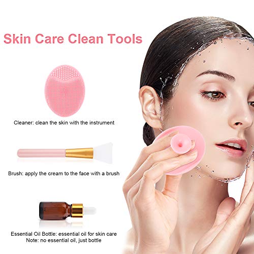 Rodillo de jade Deciniee, rodillo facial con juego de regalo de Gua Sha, juego de 6 piezas, herramienta de masaje de piel 100% natural de cuarzo rosa, rodillo facial para adelgazar y reafirmar rosa