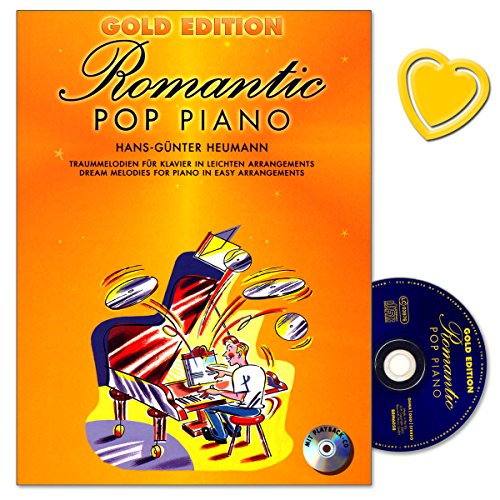 Romantic Pop Piano Gold Edition – 33 Canciones en los costumbre Arrangements ligero para Piano – Ordenador libro con CD y Bunter herzförmiger Ordenador Pinza