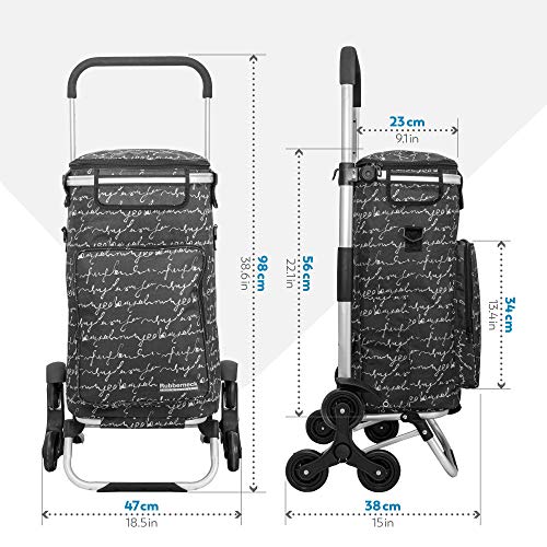 Rubberneck Carrito de la Compra Plegable con Compartimento de Refrigeración y Asa Ajustable, Negro