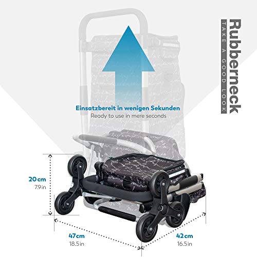 Rubberneck Carrito de la Compra Plegable con Compartimento de Refrigeración y Asa Ajustable, Negro