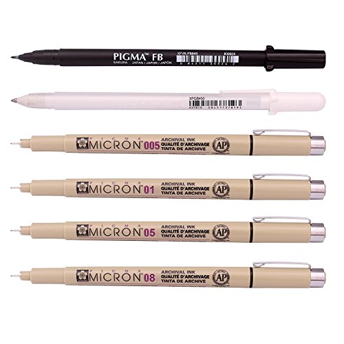 Sakura Pm0606 Pigma Manga Basic Set (005, 01, 05, 08, Fb, White)