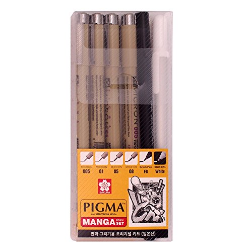 Sakura Pm0606 Pigma Manga Basic Set (005, 01, 05, 08, Fb, White)