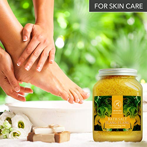 Sales de Baño con Aceites Esenciales Ylang-Ylang 1300g - Sales Marinas Naturales Poseen Propiedades Beneficiosas para Buen Descanso & Reducir Estrés - Cuidado Corporal - Relajación - Aromaterapia