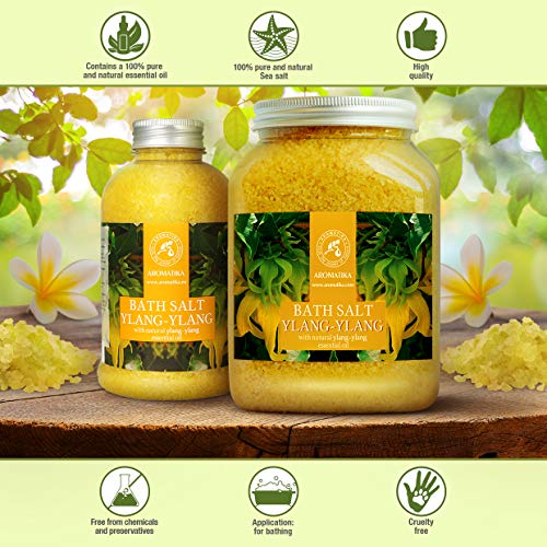 Sales de Baño con Aceites Esenciales Ylang-Ylang 1300g - Sales Marinas Naturales Poseen Propiedades Beneficiosas para Buen Descanso & Reducir Estrés - Cuidado Corporal - Relajación - Aromaterapia