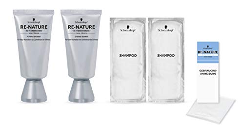 Schwarzkopf Re-Nature Re-pigmentation, Men Dark Step, 1 paquete, 2 x 50 ml de tinte para el cabello y 2 x 22.5 ml de champú