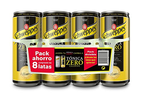 Schweppes Tónica Zero Bebida Refrescante - 8 Latas - [Pack de 3]