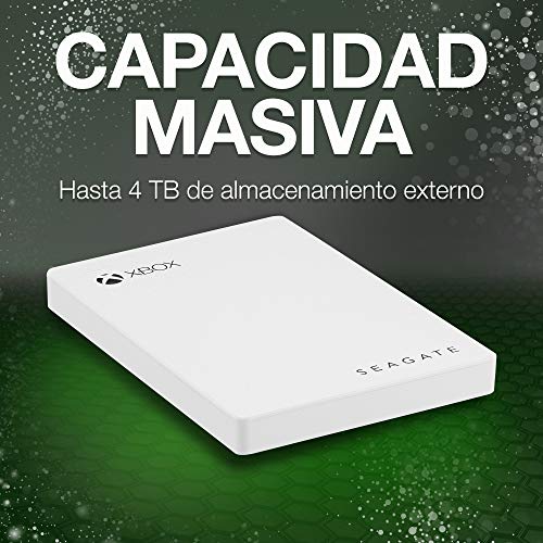 Seagate Game Drive para Xbox, 4 TB, Disco duro externo, HDD portátil, USB 3.0, Blanco, diseñado para Xbox One, 2 meses de suscripción a Xbox Game Pass (STEA4000407)