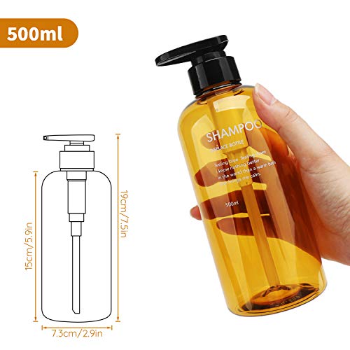 Segbeauty Botellas de dispensador de 3 Piezas para baño, Botellas de Bomba Recargables 500 ml para jabón líquido Acondicionador de champú Dispensador de loción de Prensa de Gel de Ducha - Marrón