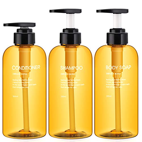 Segbeauty Botellas de dispensador de 3 Piezas para baño, Botellas de Bomba Recargables 500 ml para jabón líquido Acondicionador de champú Dispensador de loción de Prensa de Gel de Ducha - Marrón