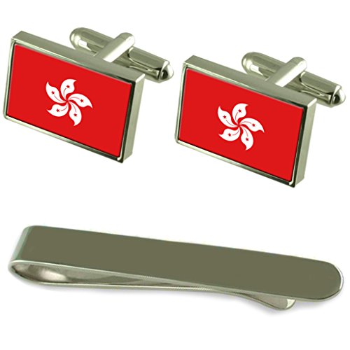 Select Gifts RAE de Hong Kong Bandera Gemelos Plata Clip Grabado Set de Regalo