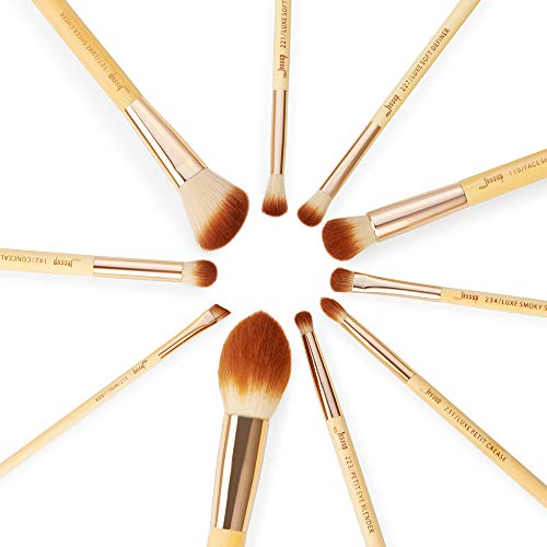 Set de brochas de maquillaje Jessup Bamboo, mezclador de definición facial, pincel para delinear los ojos en polvo, set de pinceles correctores oculares T143