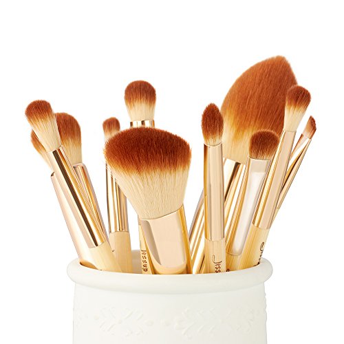 Set de brochas de maquillaje Jessup Bamboo, mezclador de definición facial, pincel para delinear los ojos en polvo, set de pinceles correctores oculares T143