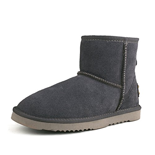 Shenduo Zapatos Invierno clásicos - Botas de Nieve de Piel de caña Baja Impermeable Antideslizante para Mujer D5154 Gris 36