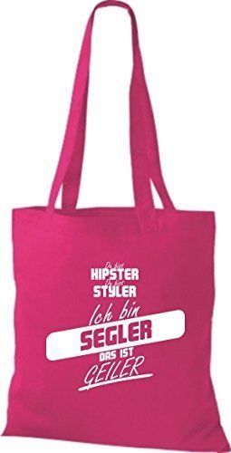 Shirtstown Bolsa de tela du bist Hipster du bist STYLER Soy marinero DAS IST geiler - fucsia, 38 cm x 42 cm