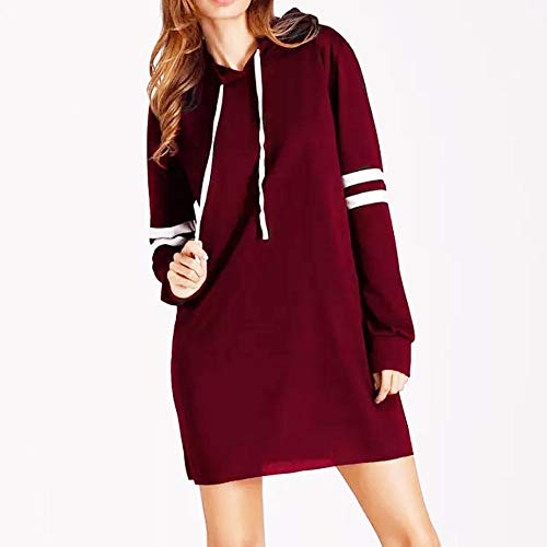 SHOBDW Liquidación Venta Moda Mujer Sexy Nueva Otoño Invierno Sudadera con Capucha Larga Sudadera Jersey Pullover Manga Larga Vestido(Rojo,S)