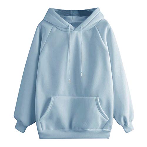 SHOBDW Liquidación Venta Moda para Mujer Sudadera con Capucha Pullover Blusa con Bolsillo Sólido Flojo 2019 Otoño Invierno Manga Larga para Mujer Tops (M, Azul)