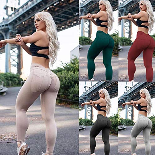 SHOBDW Pantalones Mujer Casual Cintura Alta Estiramiento Sólido Sexy Flaco Entrenamiento Correr Leggings Moda Deporte Gimnasio Push Up Capri Yoga Pantalones Deportivos