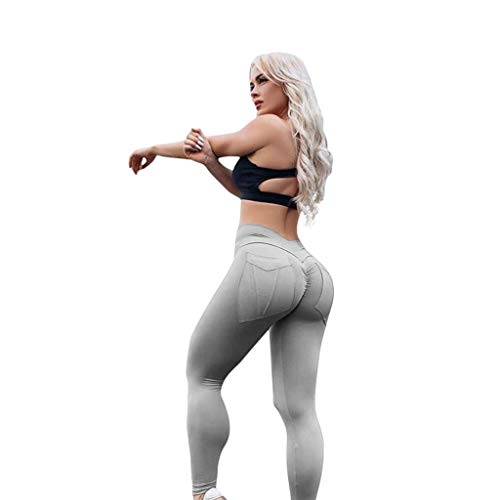 SHOBDW Pantalones Mujer Casual Cintura Alta Estiramiento Sólido Sexy Flaco Entrenamiento Correr Leggings Moda Deporte Gimnasio Push Up Capri Yoga Pantalones Deportivos