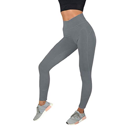 SHOBDW Pantalones Mujer Moda Sólido Delgado Suave Entrenamiento Yoga Leggings Medias Fitness Deportes Gimnasio Correr Yoga Capri Cintura Alta Estiramiento Pantalones Deportivos