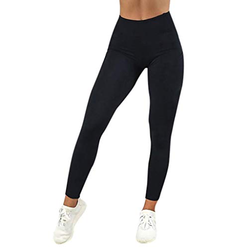 SHOBDW Pantalones Mujer Sólido Push Up Leggings Medias Cintura Alta Estiramiento Entrenamiento Fitness Deportes Gimnasio Pantalones Deportivos De Yoga con Bolsillo Oculto