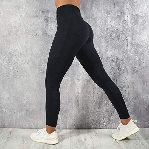 SHOBDW Pantalones Mujer Sólido Push Up Leggings Medias Cintura Alta Estiramiento Entrenamiento Fitness Deportes Gimnasio Pantalones Deportivos De Yoga con Bolsillo Oculto