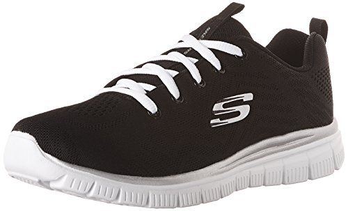 Skechers Women 12615 Low-Top Trainers, Black (Black Mesh/White Trim Bkw), 8 UK (41 EU)