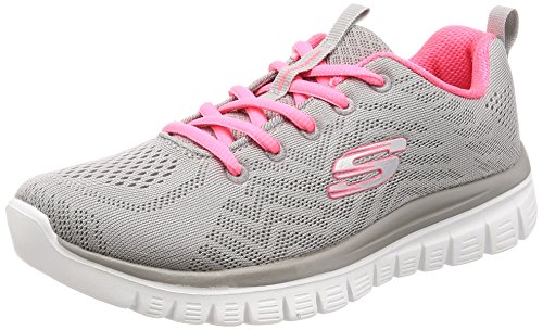 Skechers Women 12615 Low-Top Trainers, Grey (Gray Mesh/Coral Trim Gycl), 3 UK (36 EU)