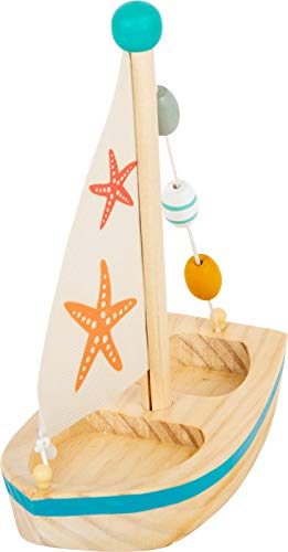 Small Foot 11658 Juguete de Agua Barco de Vela Estrella de Mar de Madera, Juguete para el Baño para El Agua, para Niños Desde 24 Meses Juguete