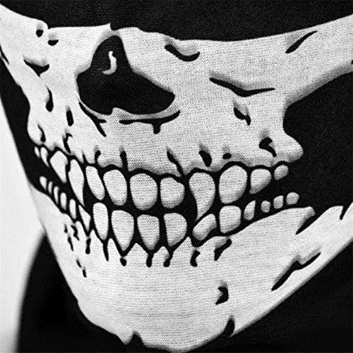 SOFIT SF-02 Skull Mask, Mascarilla Fantasma de Medio Cráneo Tubular Estirable, Motociclista de la Motocicleta Máscara, Bandana Balaclava Headwear