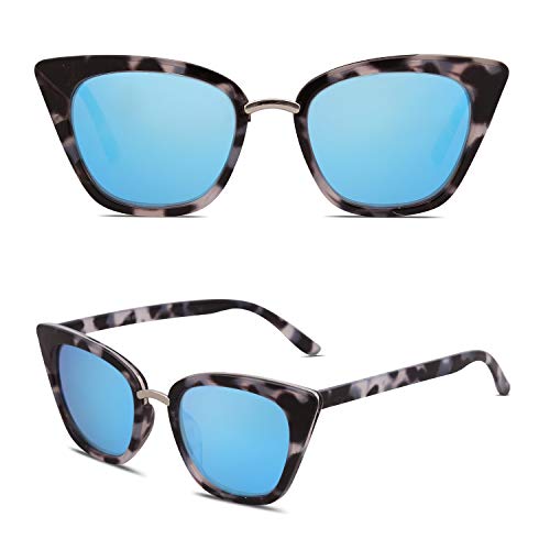 SOJOS Moda UV Portección Rimed Unisex Gafas de Sol SJ2052 Marco Demi/Lente Azul