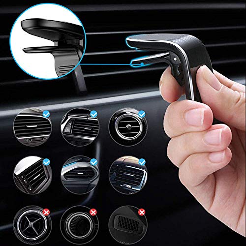 Soporte Movil Coche Magnético Rejillas del Aire Soporte Teléfono Coche Universal, para iPhone Xs/Xs Max/XR/X / 8/8 Plus / 7/7 Plus, Galaxy S10 / S10+ / S9 / S9+ Huawei P30 Pro P9 P10 and More (Negro)