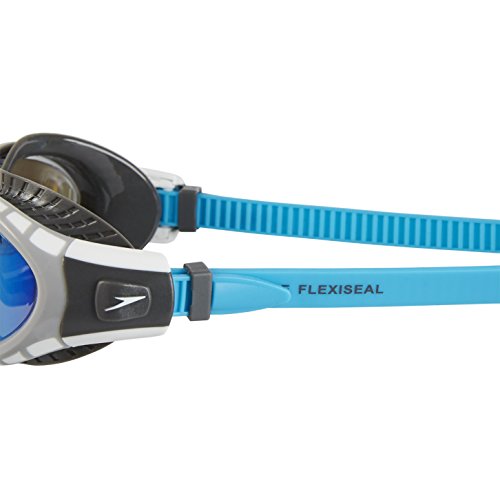 Speedo Futura Biofuse Flexiseal Mirror Gafas de Natación, Unisex Adulto, carbón USA/Gris/Azul Espejo, Talla Única