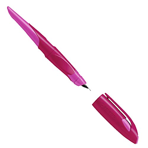 Stabilo EASYbirdy - Pluma escolar ergonómica para zurdos con plumín A para principiantes, color Color morado/rosa.