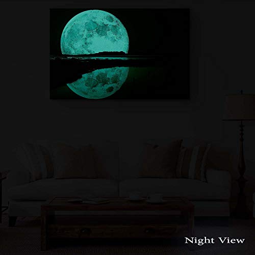 Startonight Cuadro sobre Lienzo en Blanco y Negro Reflejo de la Luna, Impresion en Calidad Fotografica Enmarcado y Listo Para Colgar Diseño Moderno Decoración Formato Grande 80 x 120 CM