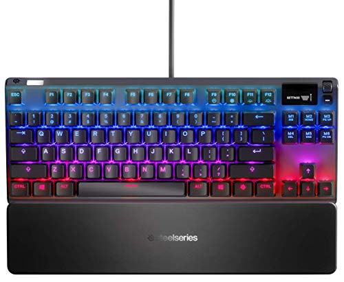 SteelSeries Apex Pro TKL - Teclado mecánico para gaming, Teclas mecánicas de actuación ajustable, Display con OLED, Compacto, Teclado QWERTY inglesa