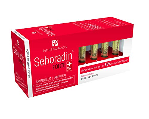 Suero para el crecimiento del cabello Seboradin Forte, sérum anticaída del cabello, tratamiento para el debilitamiento y la pérdida de cabello crónica, con extractos naturales y vitaminas, 14 ampollas de 5,5 mililitros cada una