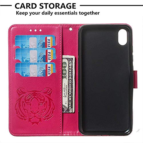 Suhctup Moda Case Compatible con Xiaomi Redmi K20 / K20 Pro Funda Billetera con Tapa Tarjetas Gato y Tigre Dibujos Diseño PU Libro de Cuero Piel Carcasa Antigolpes Cierre Magnético Flip Cover,Rojo