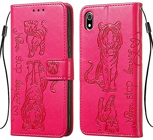 Suhctup Moda Case Compatible con Xiaomi Redmi K20 / K20 Pro Funda Billetera con Tapa Tarjetas Gato y Tigre Dibujos Diseño PU Libro de Cuero Piel Carcasa Antigolpes Cierre Magnético Flip Cover,Rojo