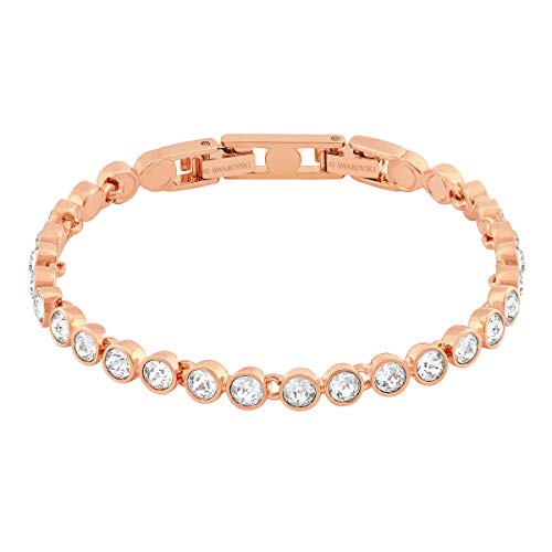 Swarovski Pulsera Tennis, Blanco, Baño en Tono Oro Rosa