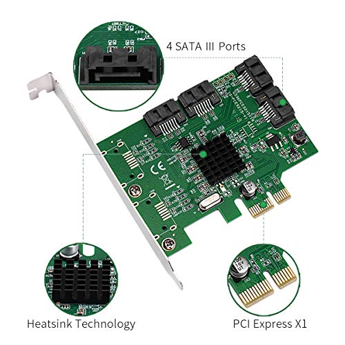 Syba SI-PEX40064 4 Port SATA III PCI-e 2.0 x1 Tarjeta, Verde